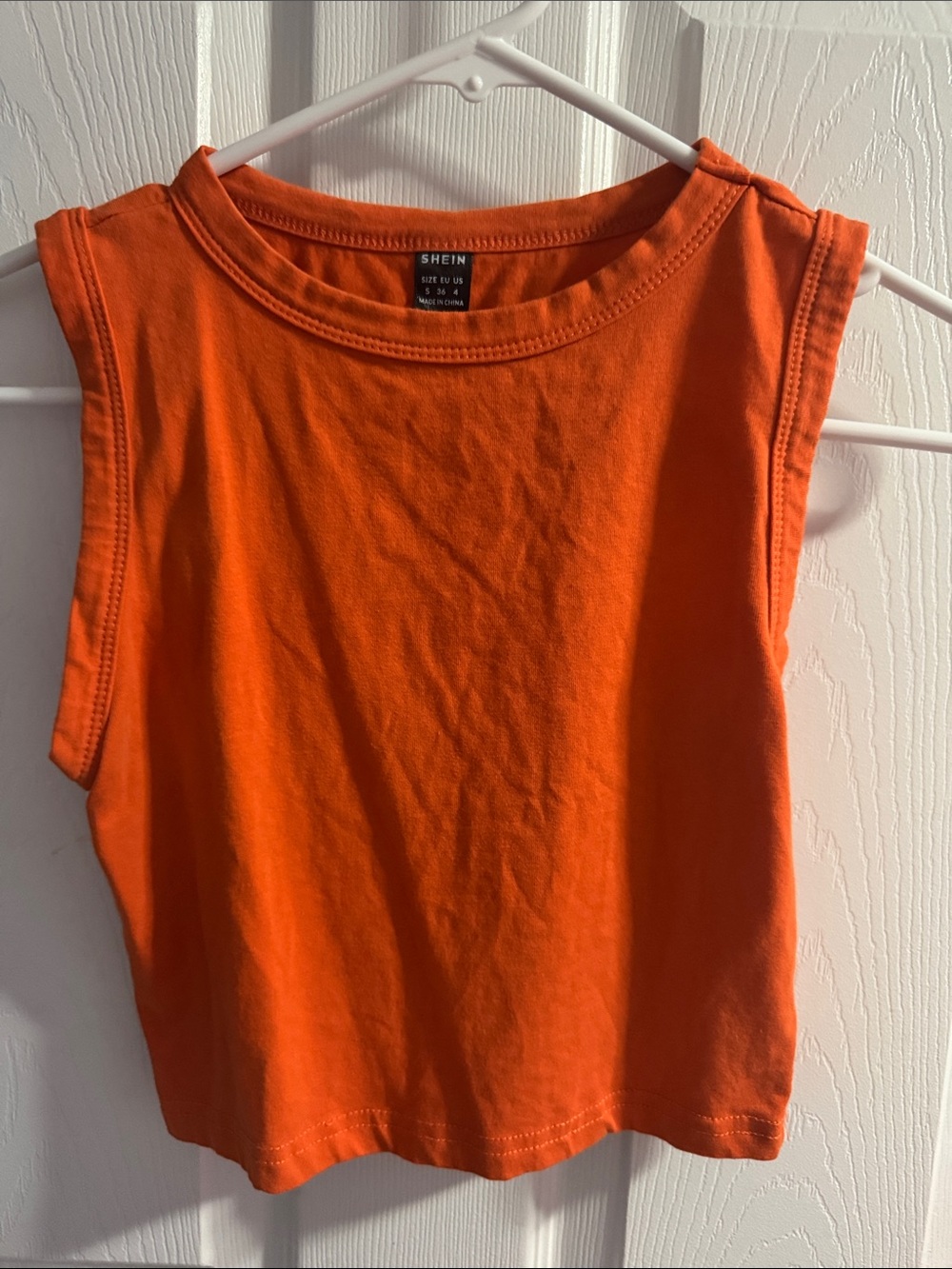 SHEIN Bright Orange Crewneck Cropped Tank